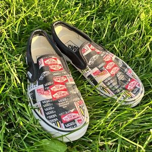 Off The Wall Vans Red and White Slip On’s Women’s
